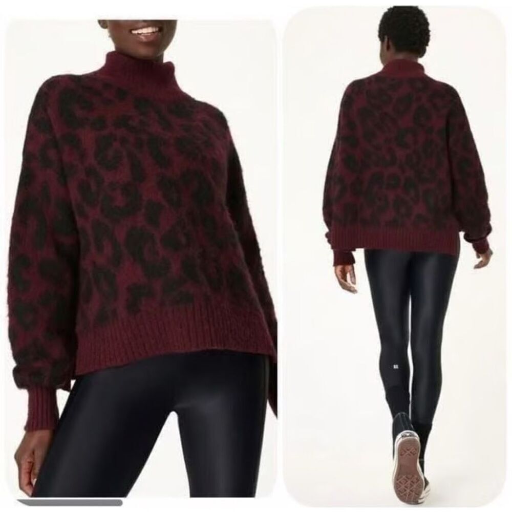 Sweaty Betty Turtleneck animal print Jacquard sweater S